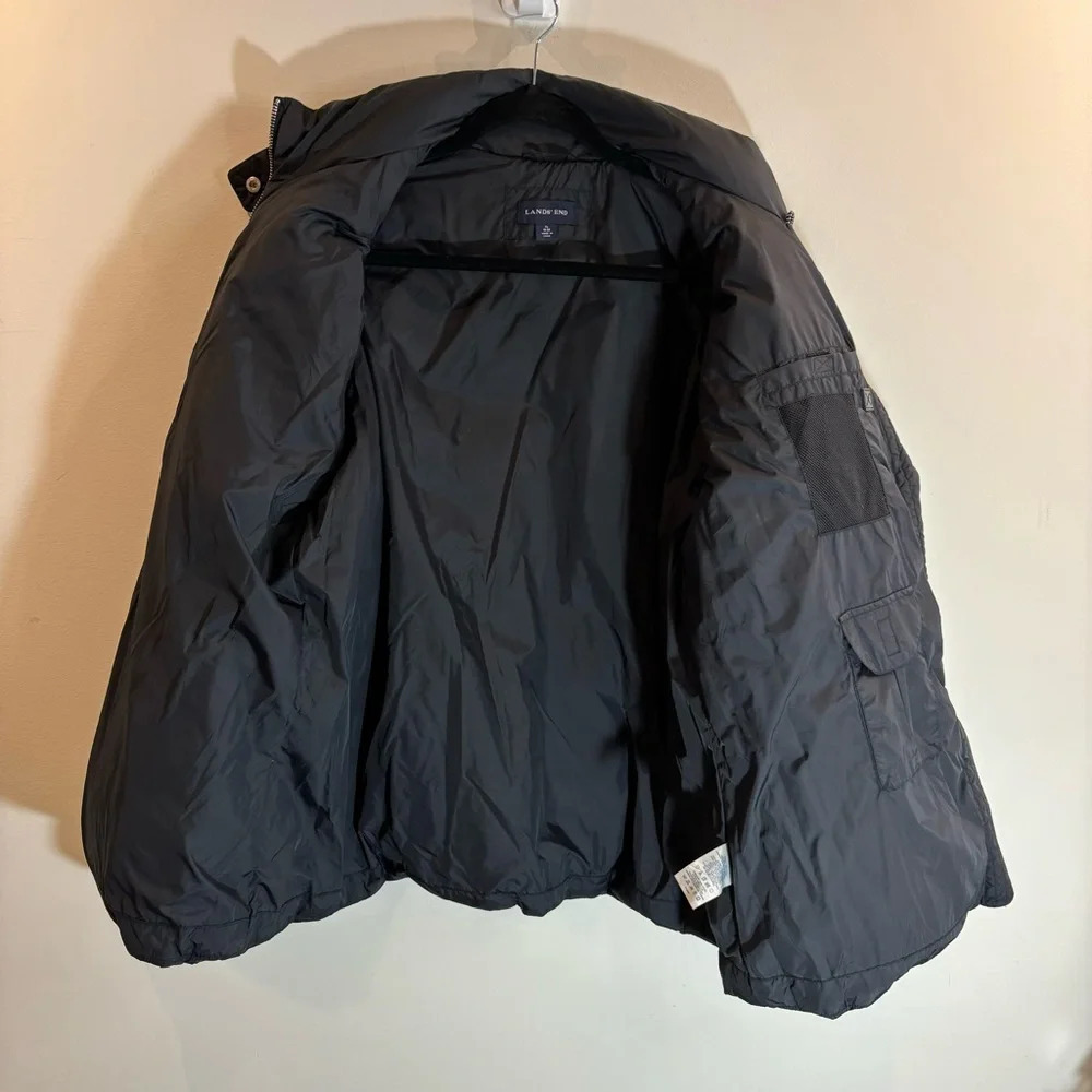 LAND’S END Sz XL Goose Down Many Pockets Funnel Neck Zipper Puffer  Coat Jacket - Picture 8 of 12